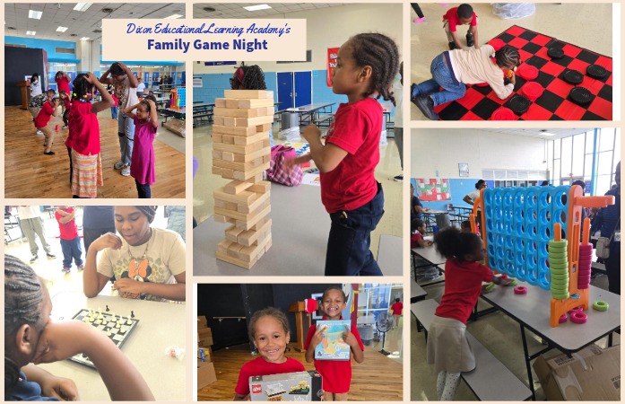Student's and families playing games